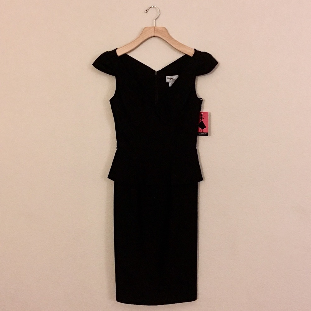 Unique Vintage Black Peplum Wiggle Dress